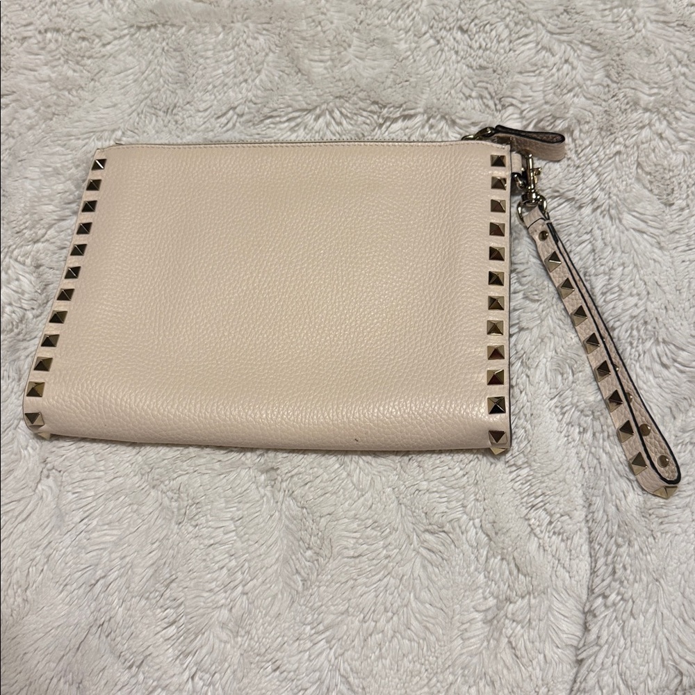 Valentino Garavani Rockstud Wristlet –Ivory Leather w/ Gold Studs +Dust Bag - Picture 3 of 7